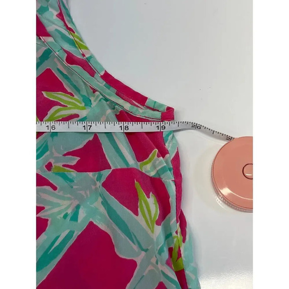 Lilly Pulitzer Womens L Silk Magenta Sleeveless Gold Accent Back Buttons - Picture 8 of 11